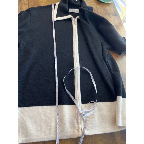 Clorindia Womens Full Jacket Block ColorBlack/White MerinoWool Blend Career Wear - Picture 8 of 10